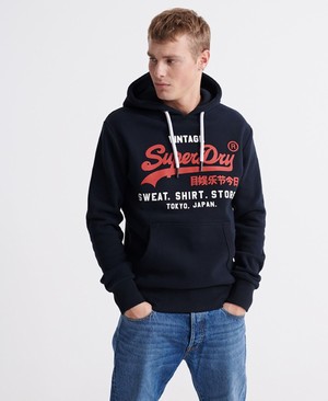 Superdry Sweat Ing Shop Duo Férfi Kapucnis Pulóver Sötétkék | NKORX2385